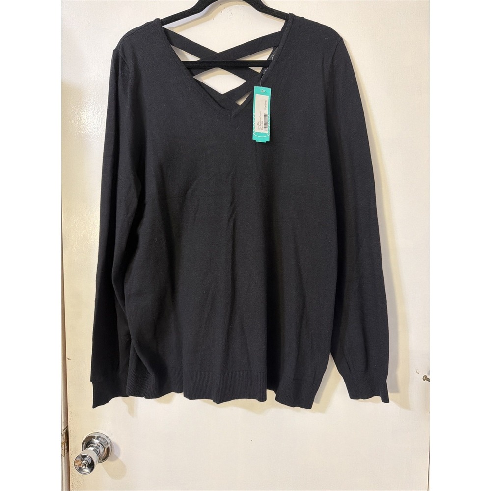 LOVE ELLIE Women's Sz XXL Black Mia Back Detail Sweater City Preppy Careeer